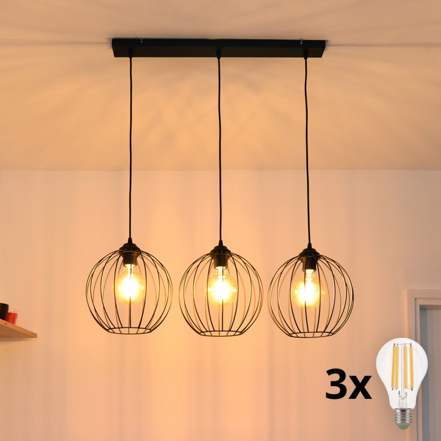 LED luster na sajli MERCURE 3xE27/15W/230V