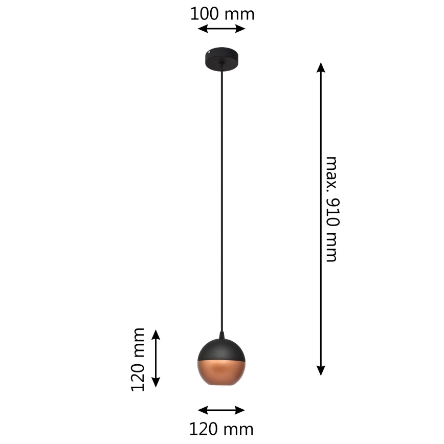 LED luster na sajli MIDWAY 1xGU10/4,8W/230V crno/bakrena