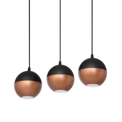 LED luster na sajli MIDWAY 3xGU10/4,8W/230V crno/bakrena