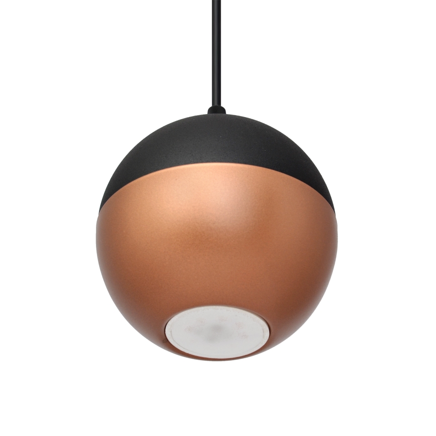 LED luster na sajli MIDWAY 3xGU10/4,8W/230V crno/bakrena