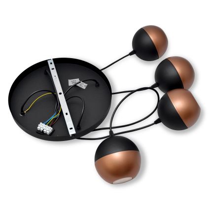 LED luster na sajli MIDWAY 4xGU10/4,8W/230V crno/bakrena