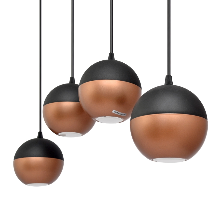 LED luster na sajli MIDWAY 4xGU10/4,8W/230V crno/bakrena