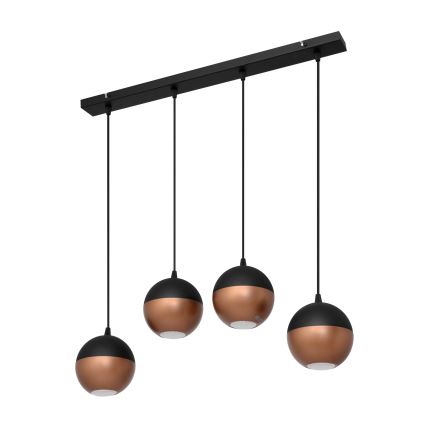LED luster na sajli MIDWAY 4xGU10/4,8W/230V crno/bakrena