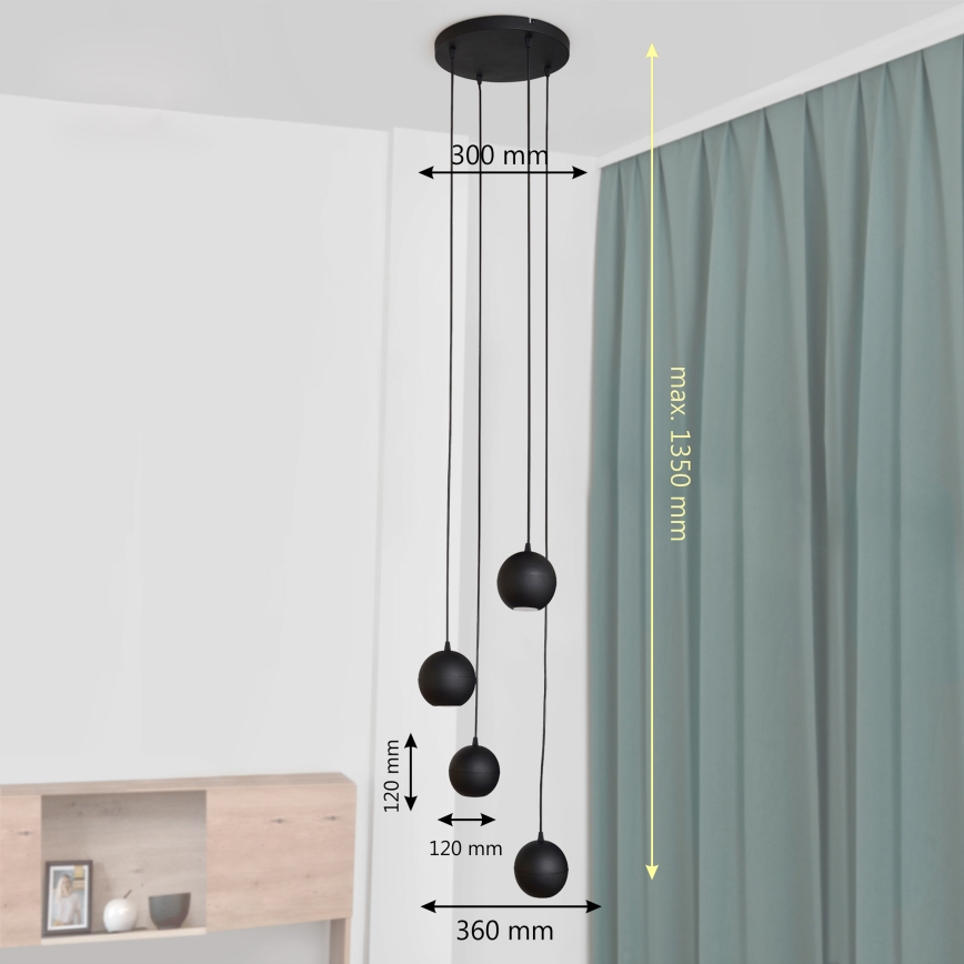 LED luster na sajli MIDWAY 4xGU10/4,8W/230V crno