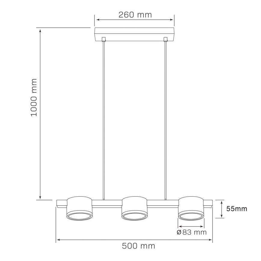 LED luster na sajli MIRELLA 3xGX53/6W/230V crno