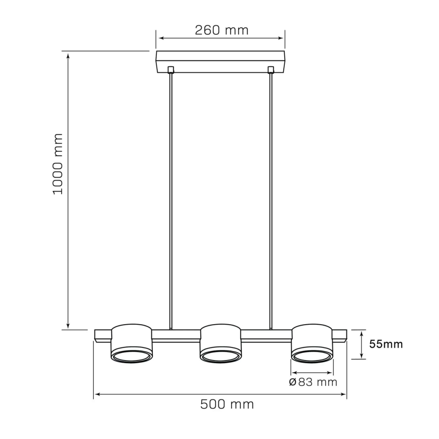 LED luster na sajli MIRELLA 3xGX53/6W/230V zlatna/crno