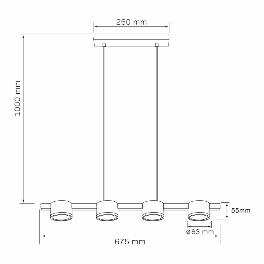 LED luster na sajli MIRELLA 4xGX53/6W/230V zlatna/crno