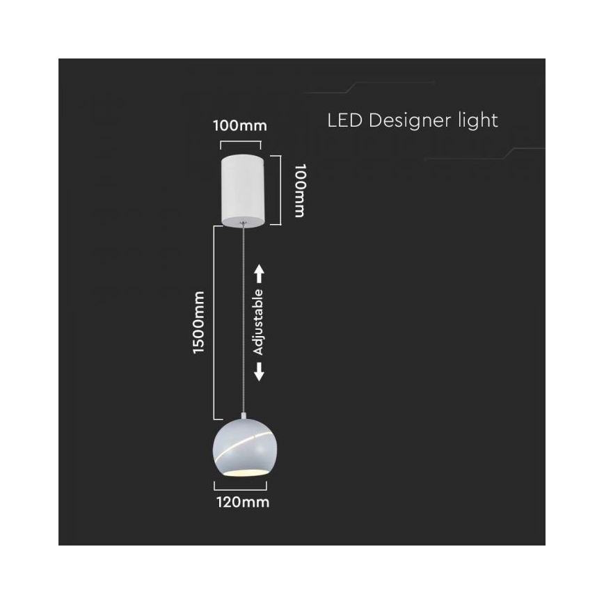 LED luster na sajli na dodir LED/8,5W/230V 3000K bela