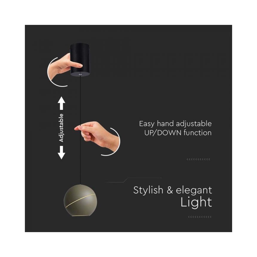 LED luster na sajli na dodir LED/8,5W/230V 3000K sivo