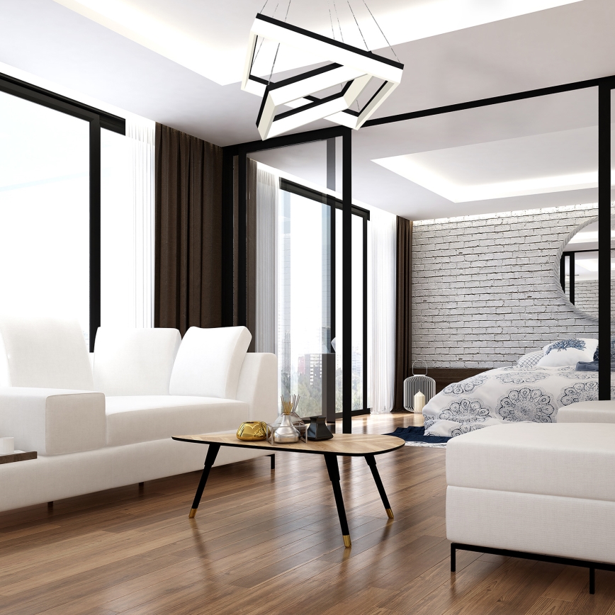 LED Luster na sajli NERO 2xLED/80W/230V