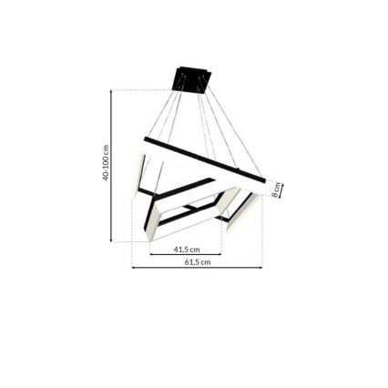 LED Luster na sajli NERO 2xLED/80W/230V