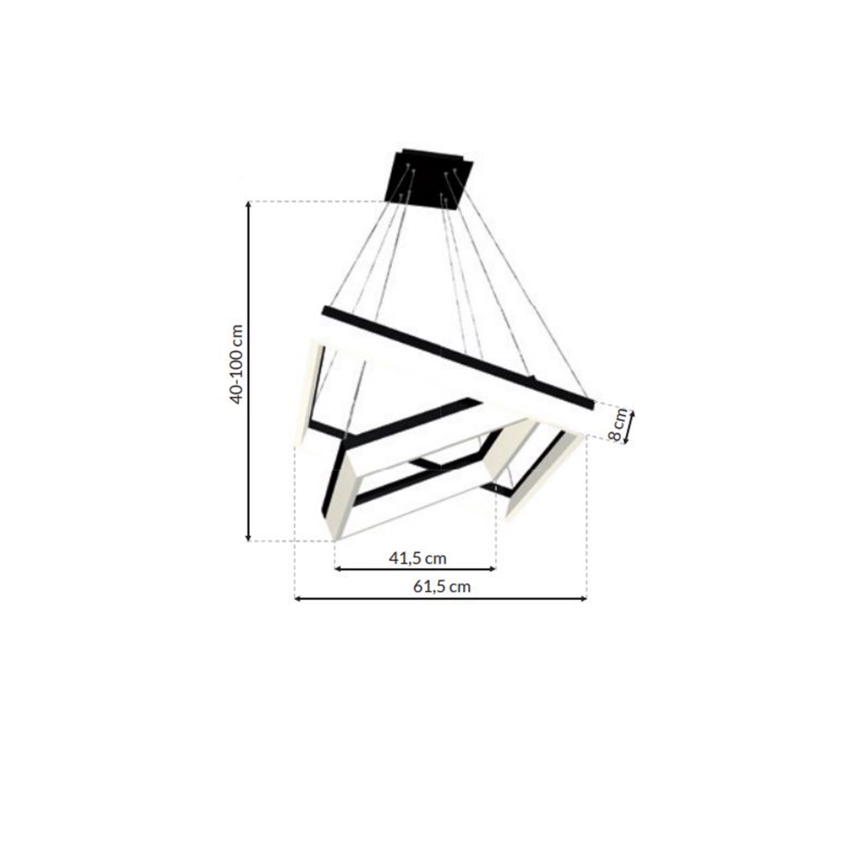 LED Luster na sajli NERO 2xLED/80W/230V
