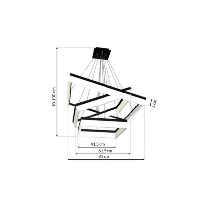 LED Luster na sajli NERO 3xLED/140W/230V