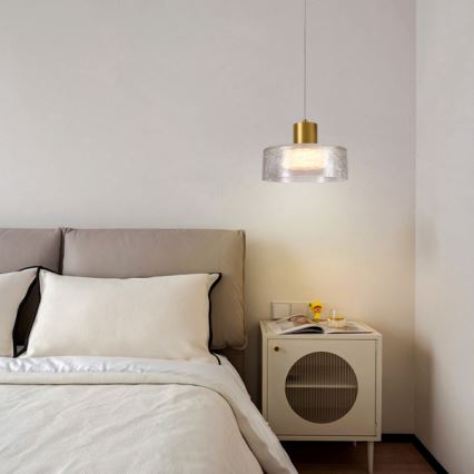 LED luster na sajli NIMBUS LED/8W/230V 3000K zlatna/prozirna pr. 20 cm
