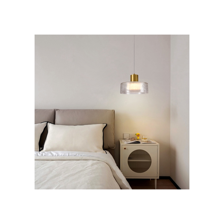 LED luster na sajli NIMBUS LED/8W/230V 3000K zlatna/prozirna pr. 20 cm