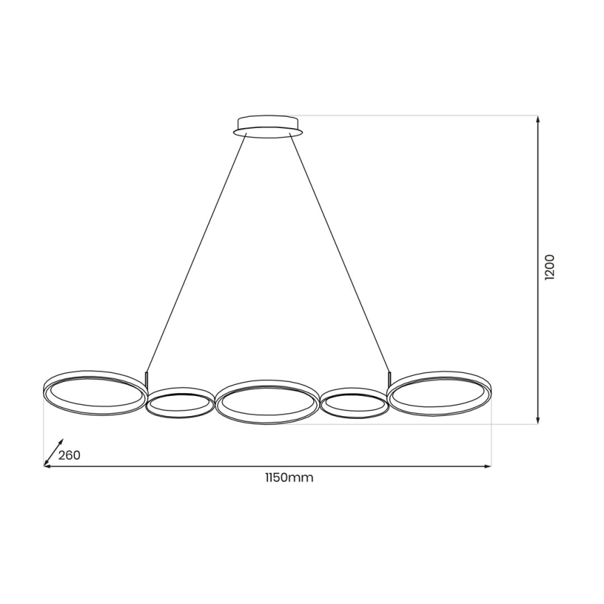 LED luster na sajli OLYMPIA 5xLED/10W/230V sivo