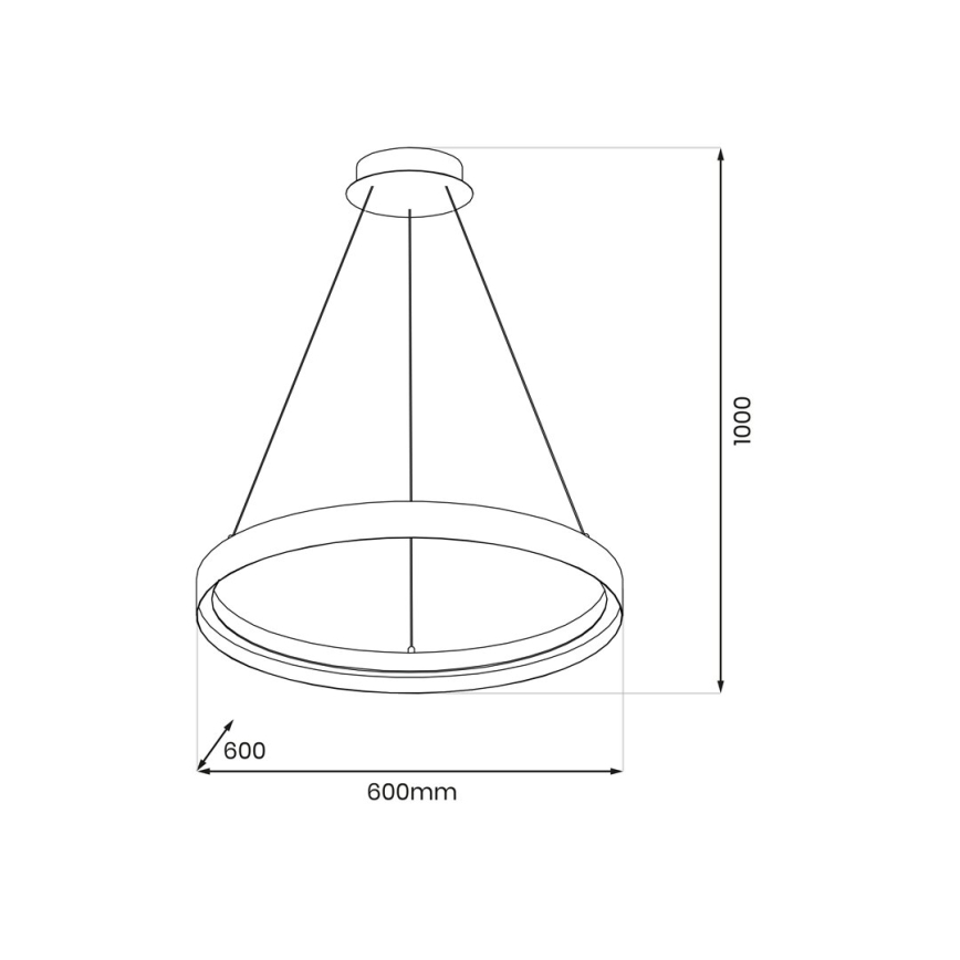 LED luster na sajli ORBITA LED/52W/230V bela/crno