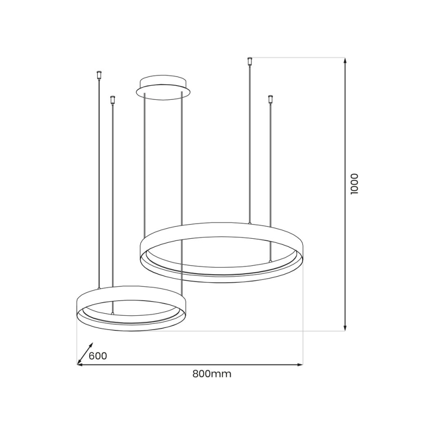 LED luster na sajli ORBITA LED/72W/230V bela/crno
