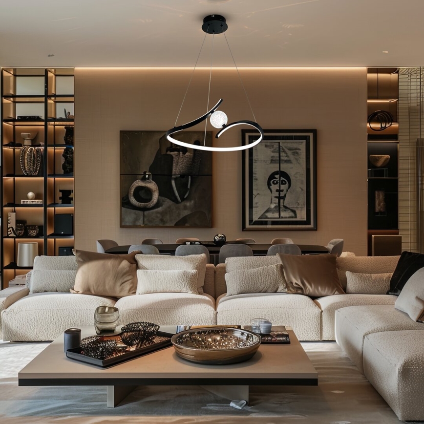 LED luster na sajli PERLA LED/34W/230V crno