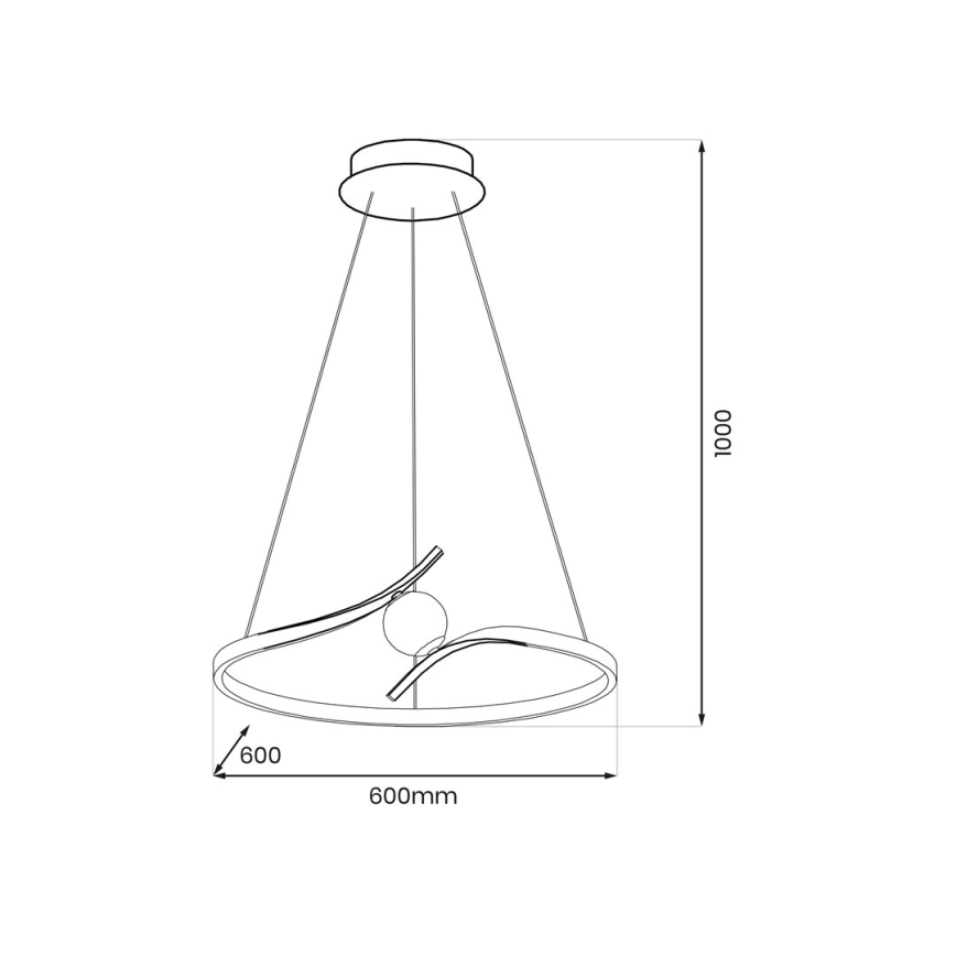 LED luster na sajli PERLA LED/34W/230V crno