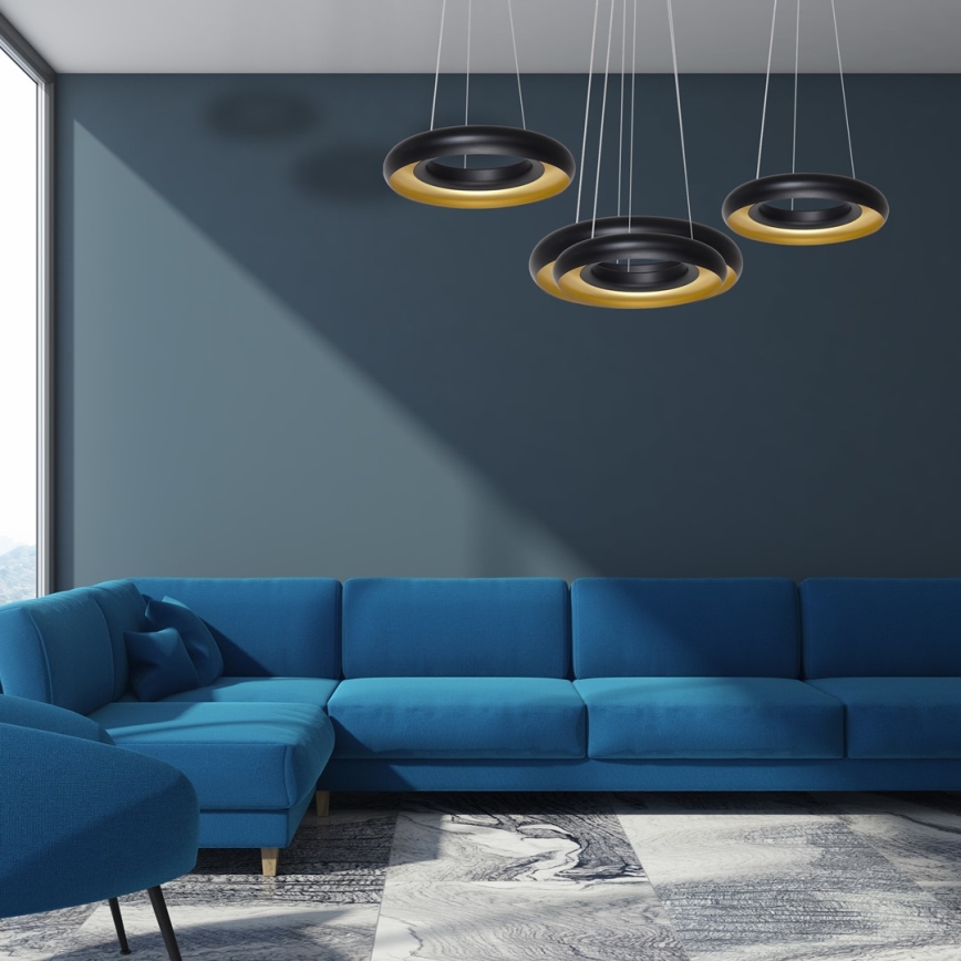LED luster na sajli RONDO 3xLED/12W/230V crno
