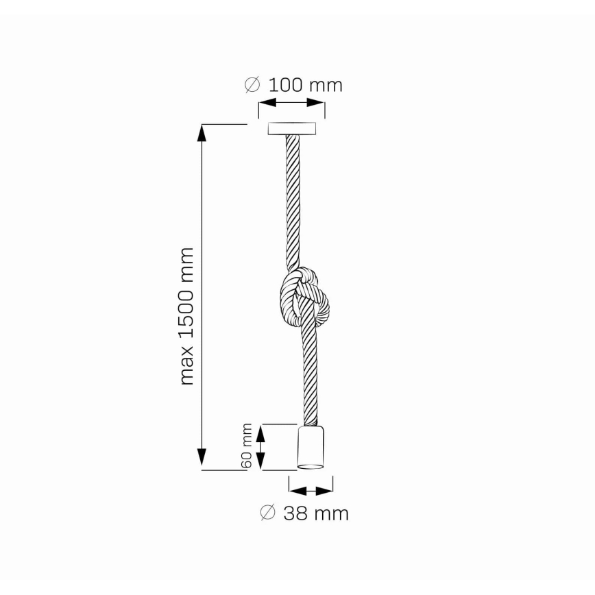 LED luster na sajli ROPE 1xE27/8W/230V