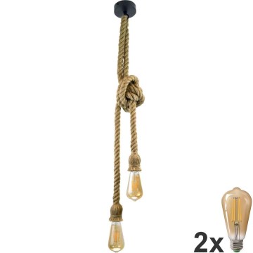 LED luster na sajli ROPE 2xE27/10W/230V