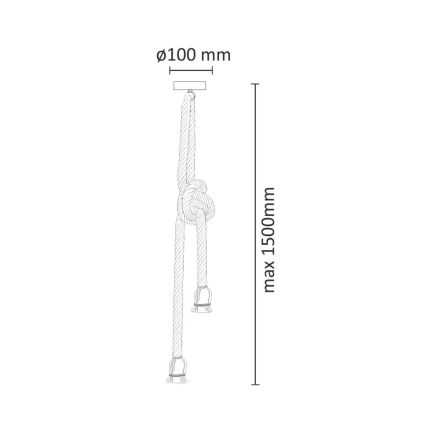 LED luster na sajli ROPE 2xE27/10W/230V