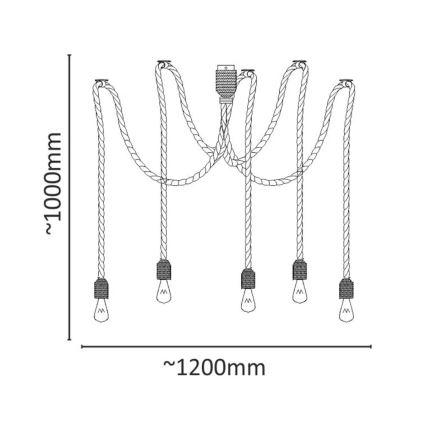 LED luster na sajli ROPE CASA 5xE27/10W/230V pauk