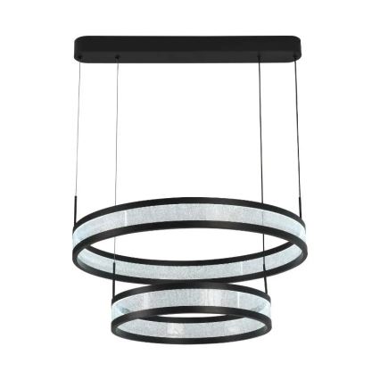 LED luster na sajli, prigušiva, LED/70W/230V 3000-6500K Ø60 cm crna + daljinski upravljač