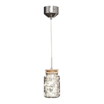 LED luster na sajli SHOCK LED/5W/230V sjajni krom/drvo