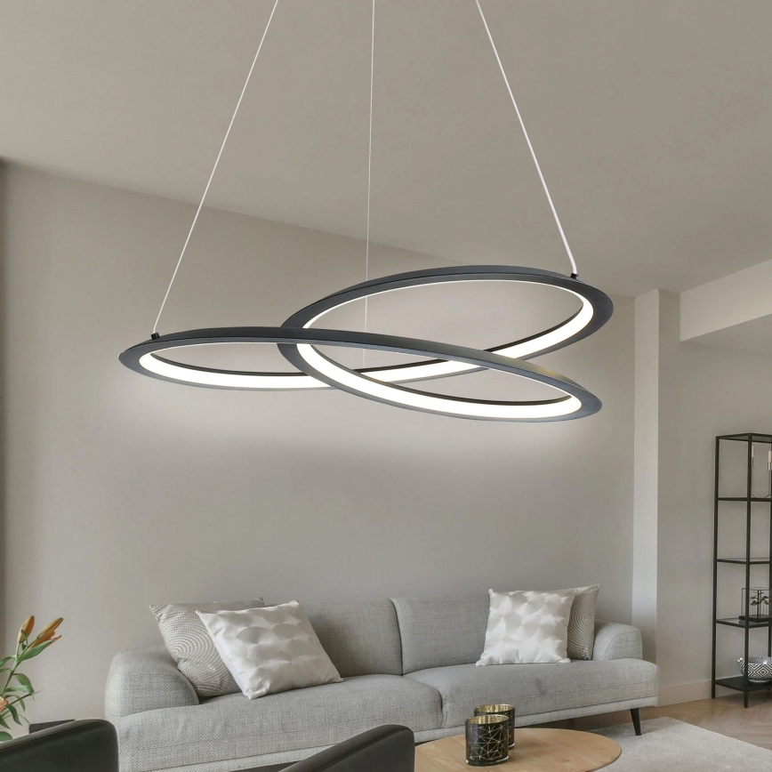 LED luster na sajli TANGO LED/44W/230V 4000K pr. 60 cm crno