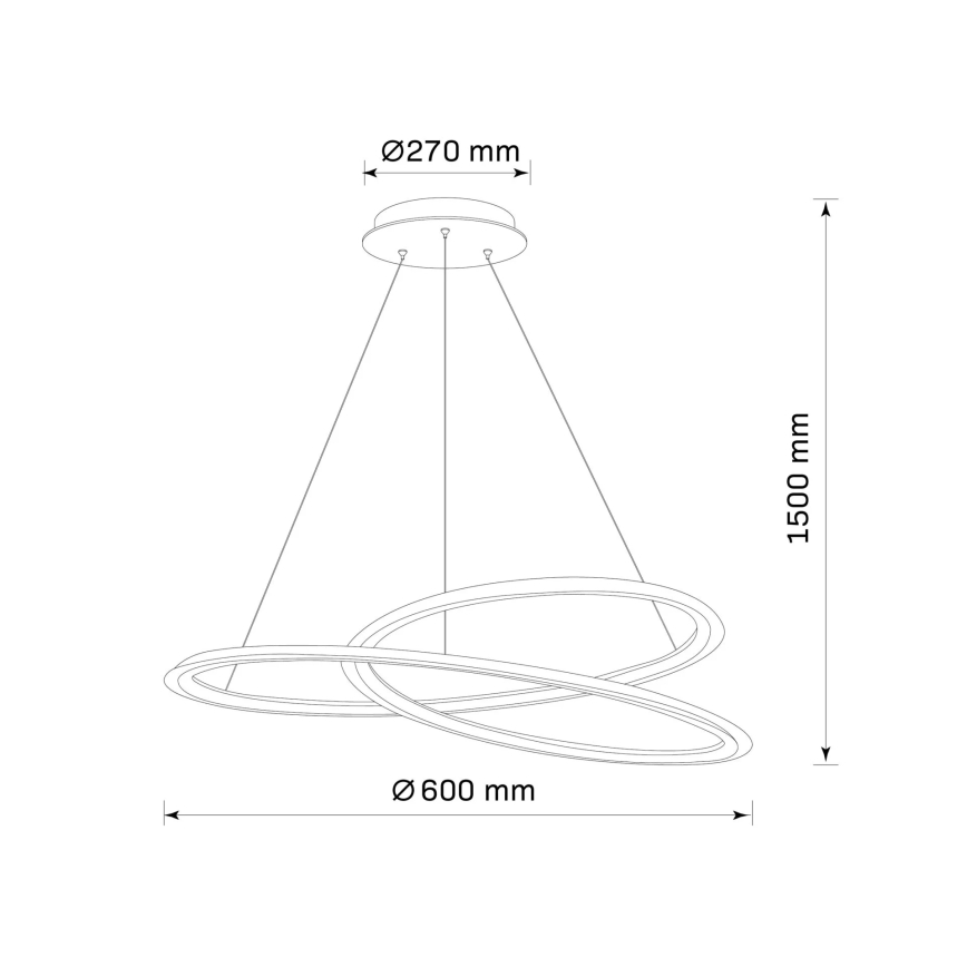 LED luster na sajli TANGO LED/44W/230V 4000K pr. 60 cm crno