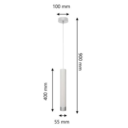 LED luster na sajli TUBA 1xGU10/4,8W/230V bela/mat krom
