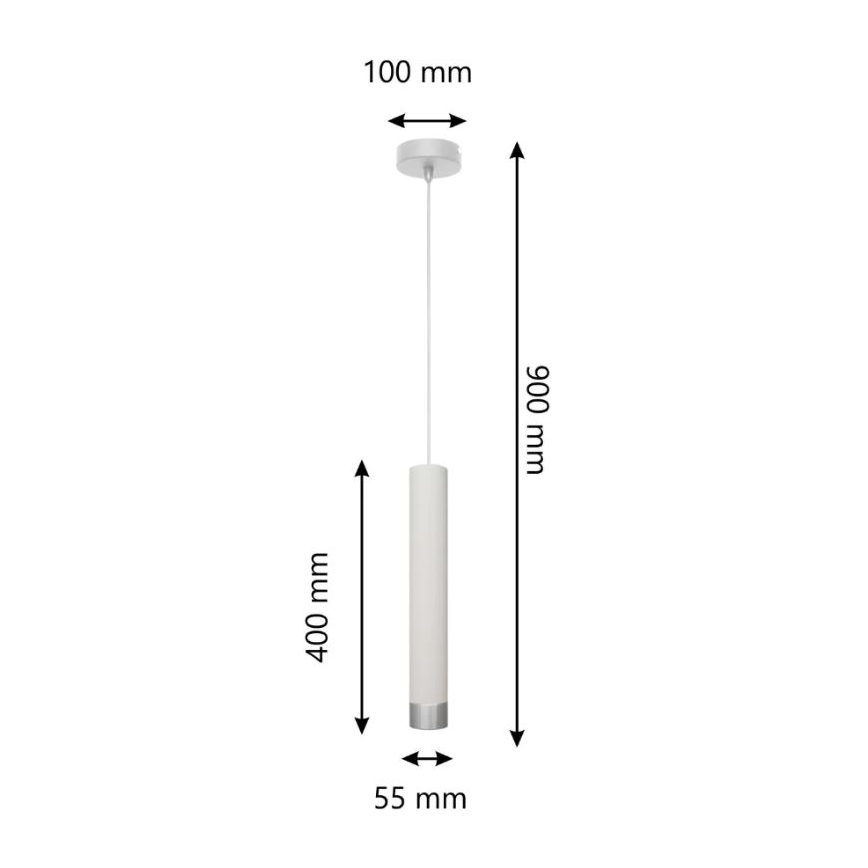 LED luster na sajli TUBA 1xGU10/4,8W/230V bela/mat krom