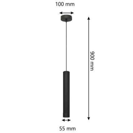 LED luster na sajli TUBA 1xGU10/4,8W/230V crno