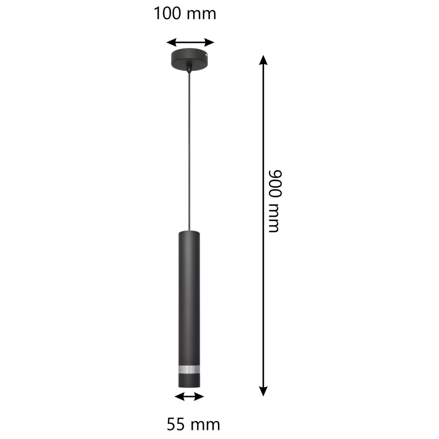 LED luster na sajli TUBA 1xGU10/4,8W/230V crno/sjajni krom
