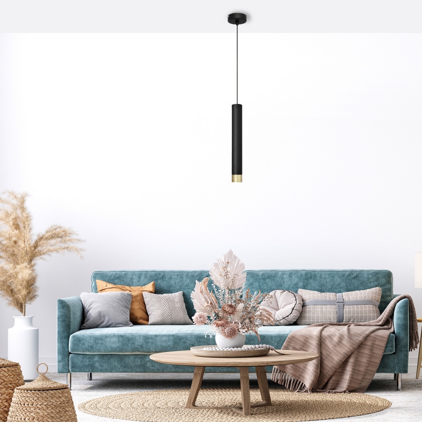 LED luster na sajli TUBA 1xGU10/4,8W/230V crno/zlatna