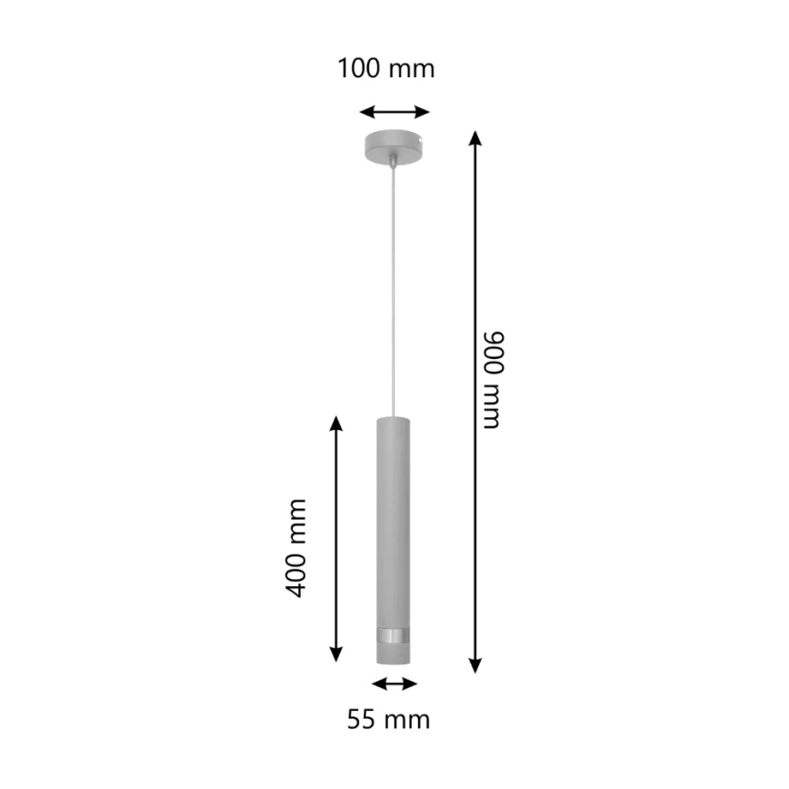 LED luster na sajli TUBA 1xGU10/4,8W/230V sivo/sjajni krom