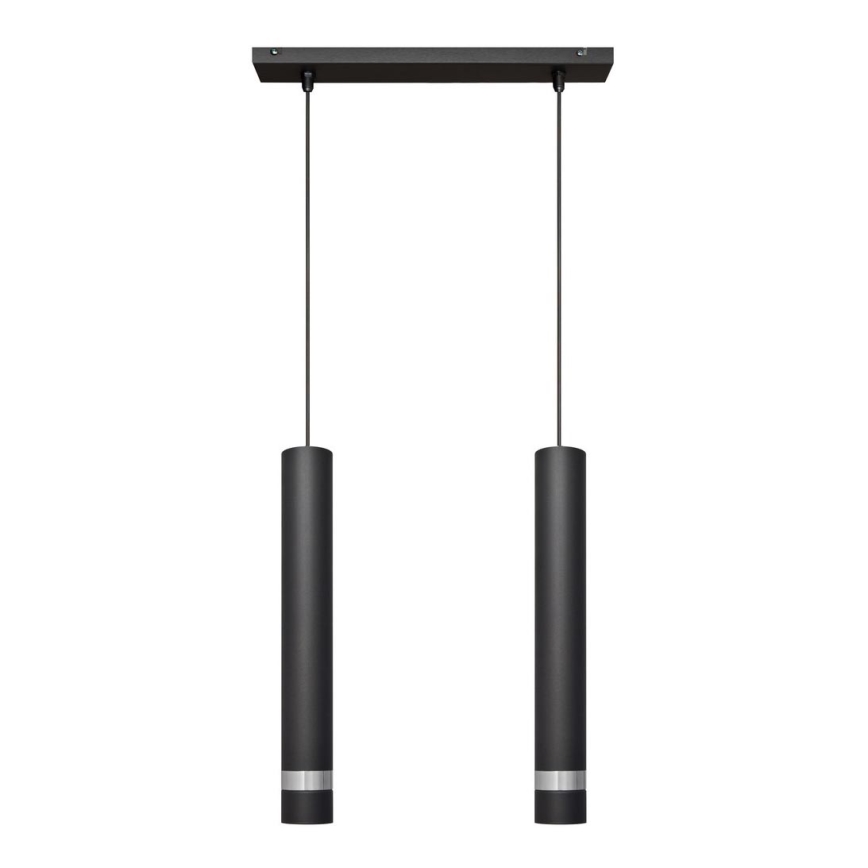 LED luster na sajli TUBA 2xGU10/4,8W/230V crno/mat krom