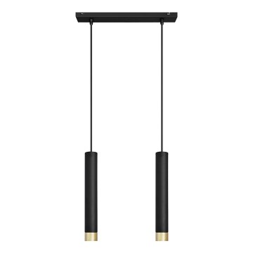 LED luster na sajli TUBA 2xGU10/4,8W/230V crno/zlatna