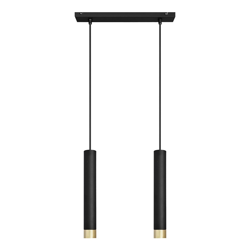 LED luster na sajli TUBA 2xGU10/4,8W/230V crno/zlatna