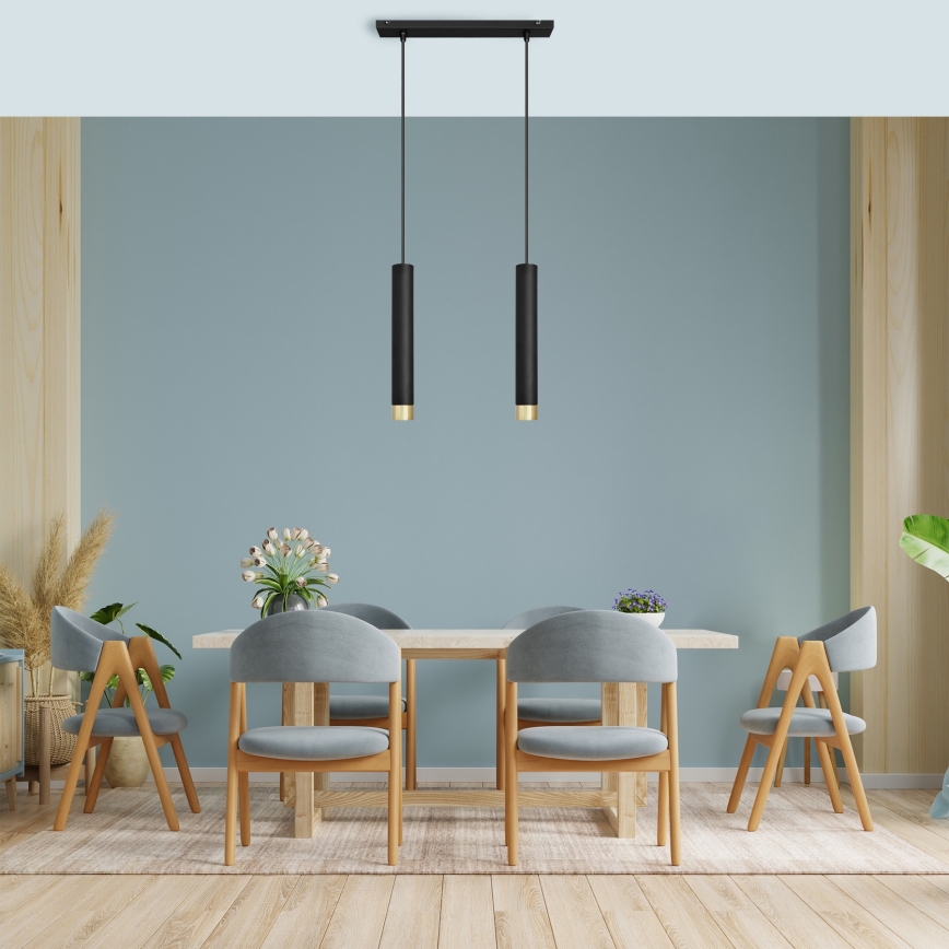 LED luster na sajli TUBA 2xGU10/4,8W/230V crno/zlatna