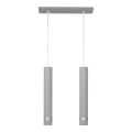 LED luster na sajli TUBA 2xGU10/4,8W/230V sivo/mat krom