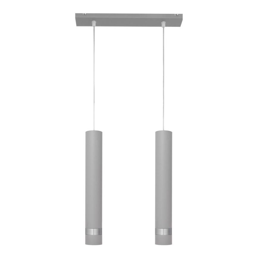 LED luster na sajli TUBA 2xGU10/4,8W/230V sivo/mat krom