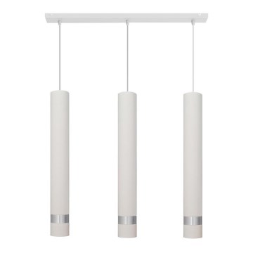LED luster na sajli TUBA 3xGU10/4,8W/230V bela/mat krom