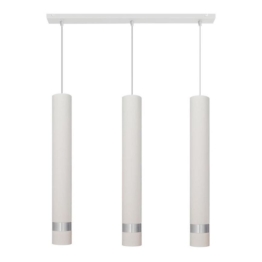 LED luster na sajli TUBA 3xGU10/4,8W/230V bela/mat krom