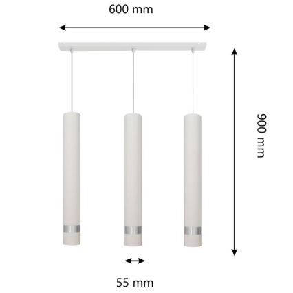 LED luster na sajli TUBA 3xGU10/4,8W/230V bela/mat krom