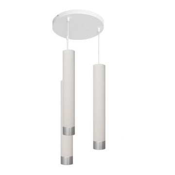 LED luster na sajli TUBA 3xGU10/4,8W/230V bela/mat krom