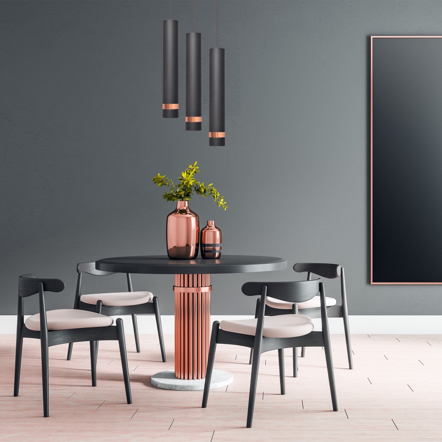 LED luster na sajli TUBA 3xGU10/4,8W/230V crna/bakarna